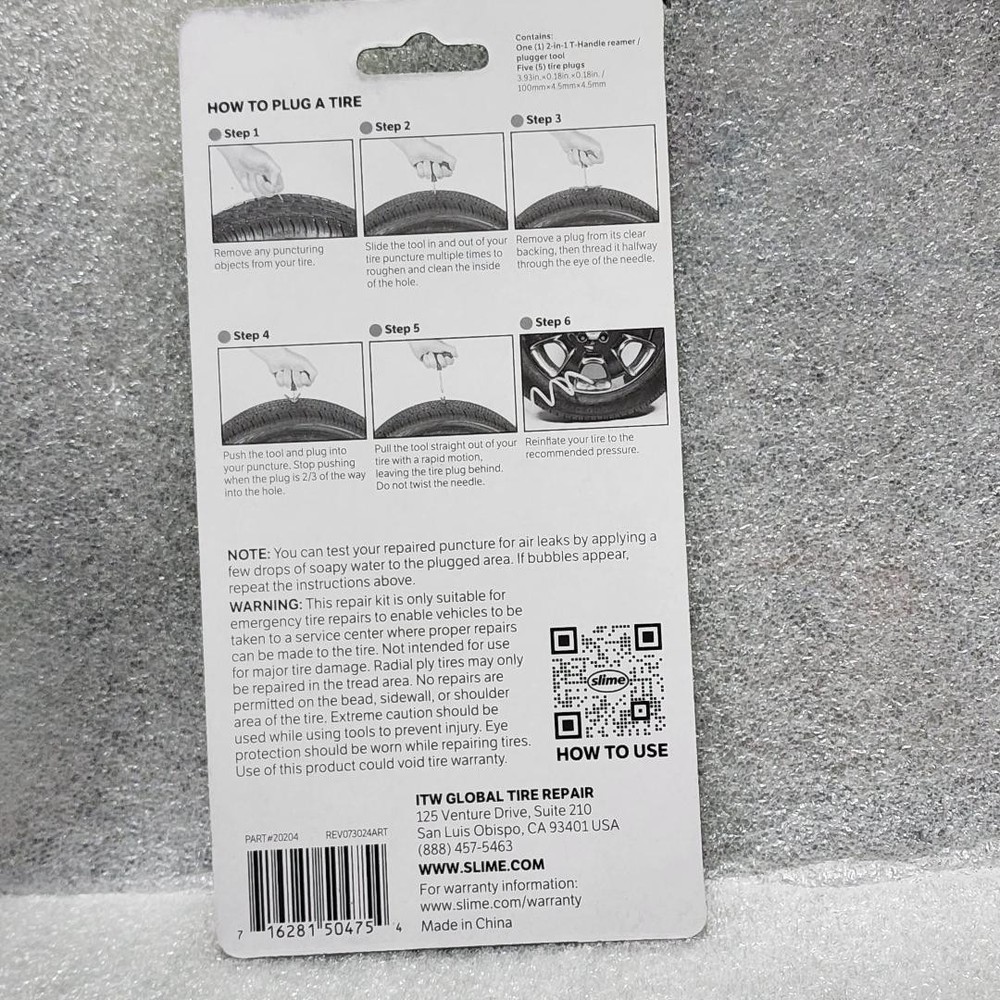 SLIME 2 IN 1 TIRE PLUG KIT 6 PIECE KIT