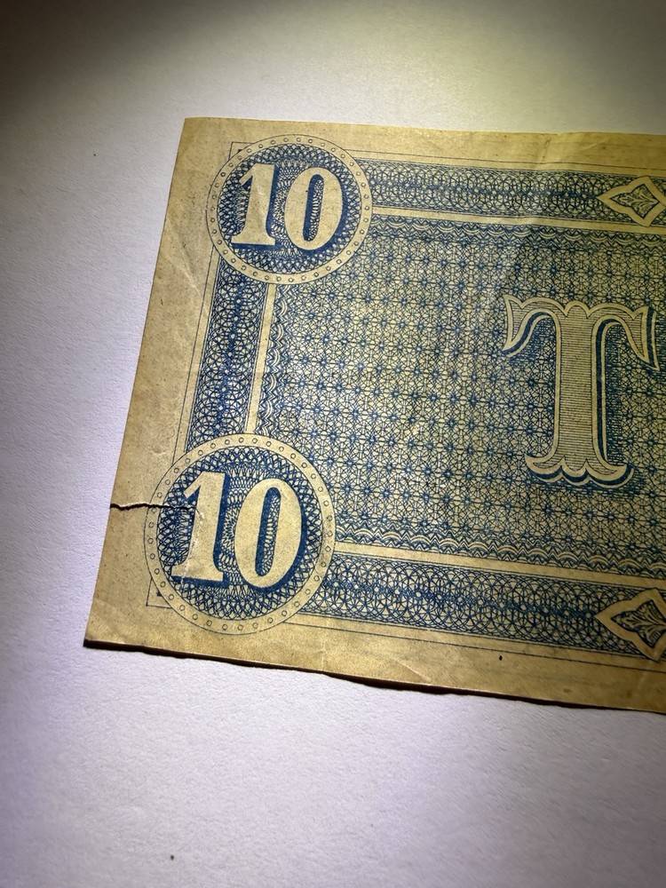 1864 $10 Ten Note Confederate Note Uncirculated