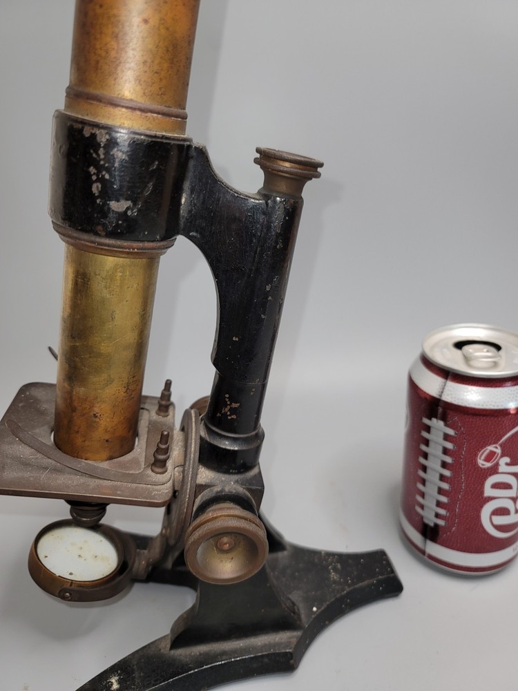 Antique Brass & Cast Iron Microscope Really Well Made Brass Microscope | 1800s