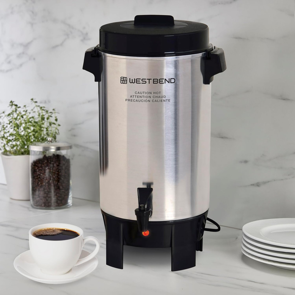 Coffee Urn Highly-Polished Aluminum Features Automatic Temperature Control with
