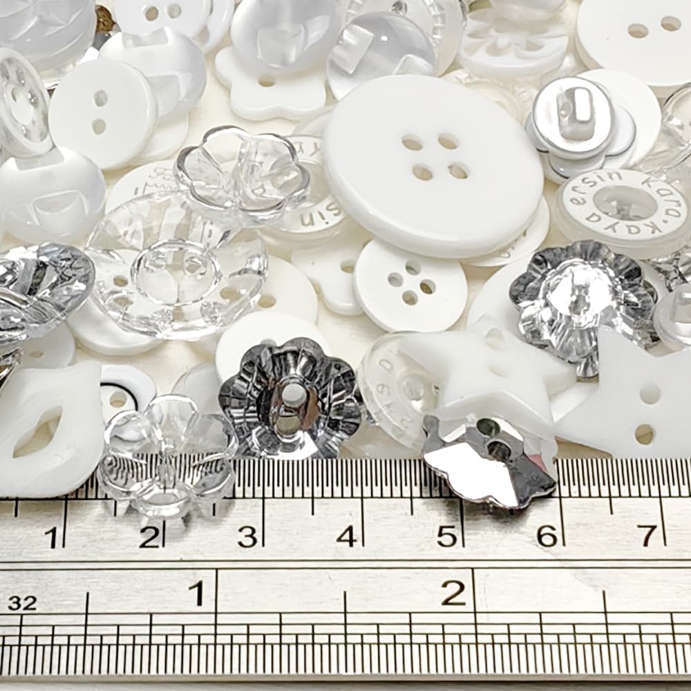 Chenkou Craft Random 100pcs Plastic Buttons Small DIY Sewing Small, White
