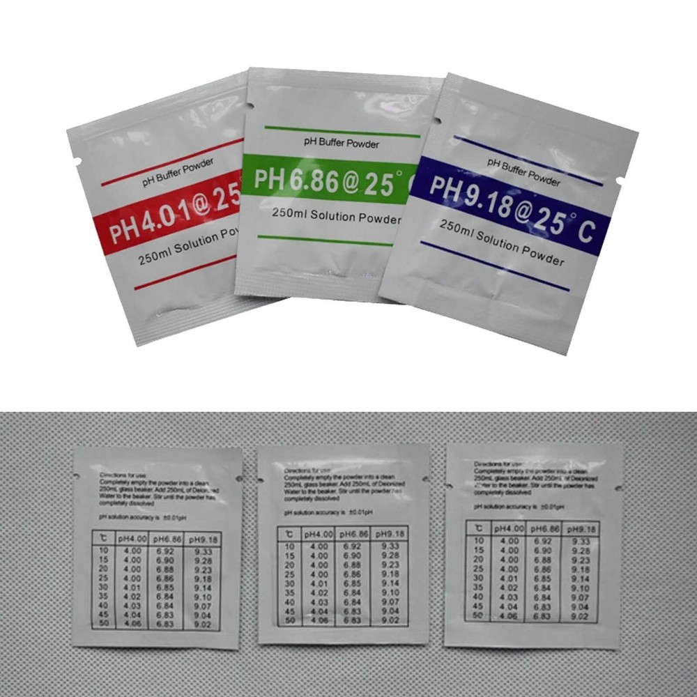 15 PCS PH BUFFER SOLUTION POWDER PRECISE CALIBRATION - pH 4.01 / 6.86 / 9.18 New