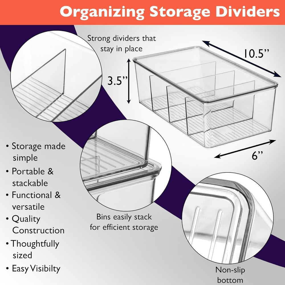 ClearSpace Plastic Pantry Organization and Storage Bins with 2 Pack, Clear