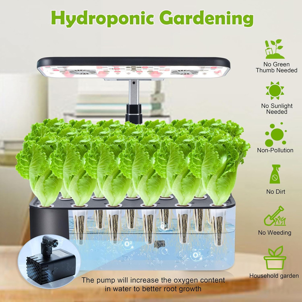 Indoor Hydroponics System Kit with Smart Light - 17 Pods Herb Garden Planter