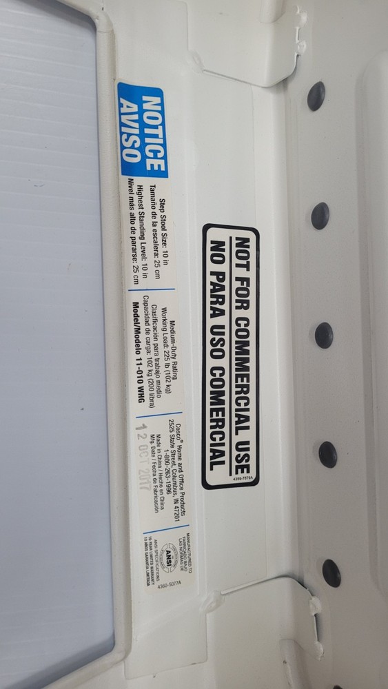 Cosco 1-Step Metal Type 2 Step Stool White 225 LB