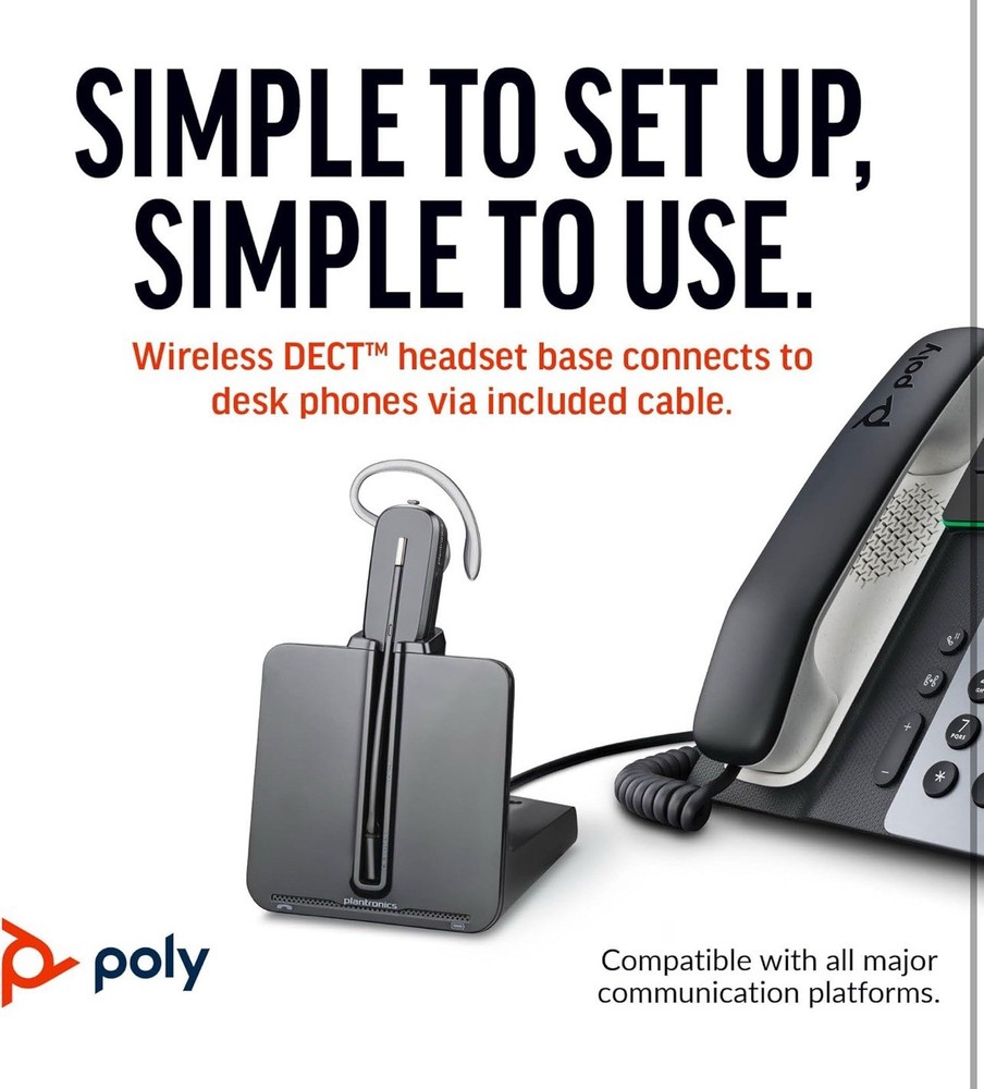 Poly CS540 Wireless DECT Headset (Plantronics) – Single Ear (Mono) Convertible