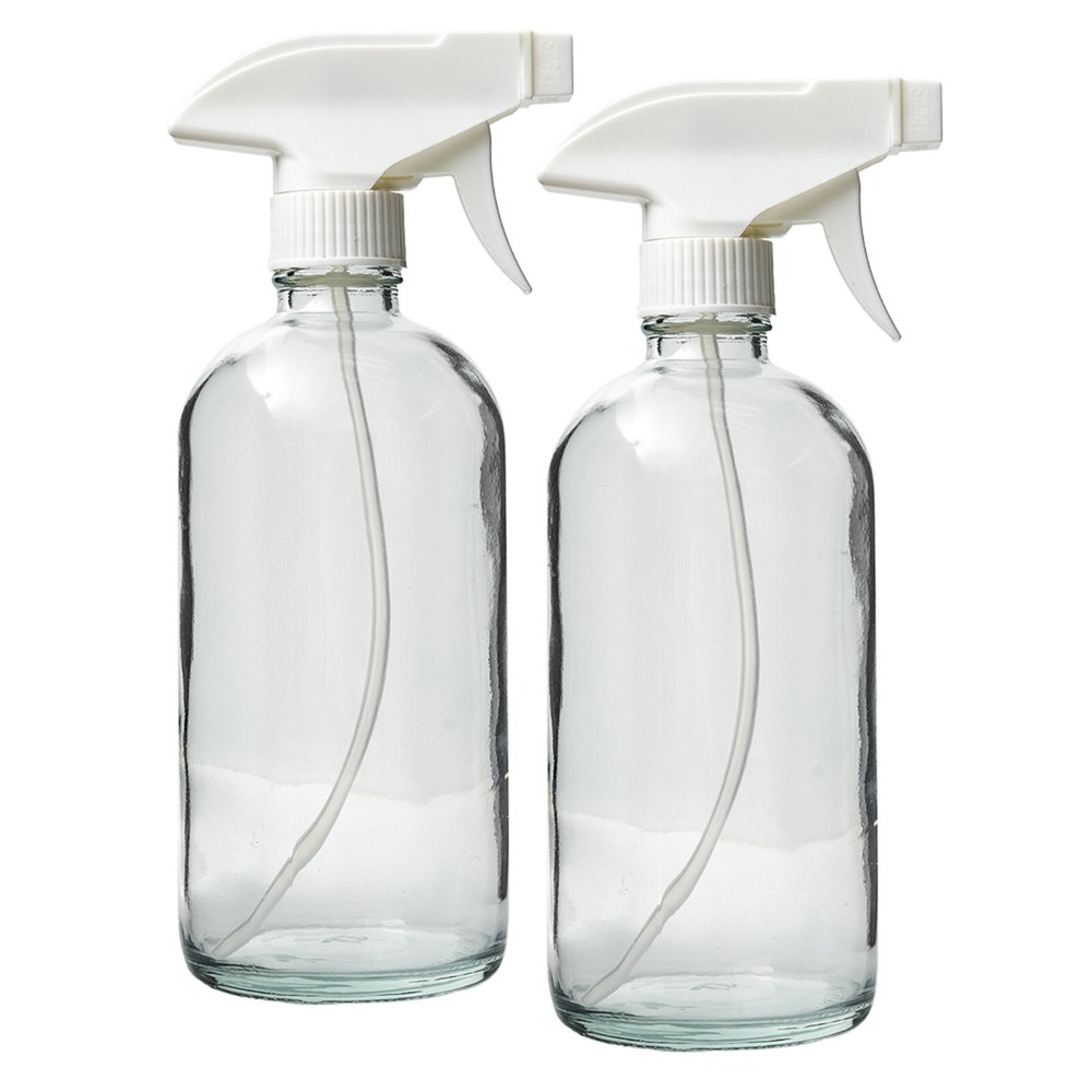DMSOSTORE 8 oz. Glass Spray Bottles 2 Pack w/ White Trigger Sprayer, Adjustable