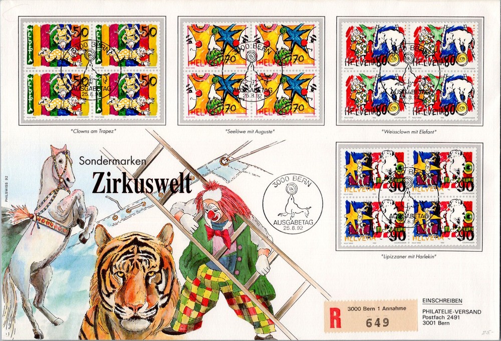 Switzerland Scott 920-923 Printed address.