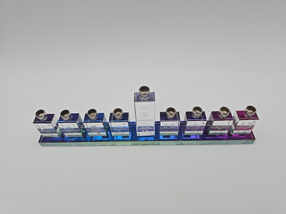 modern Crystal Menorah " MAH JONGG " Design *