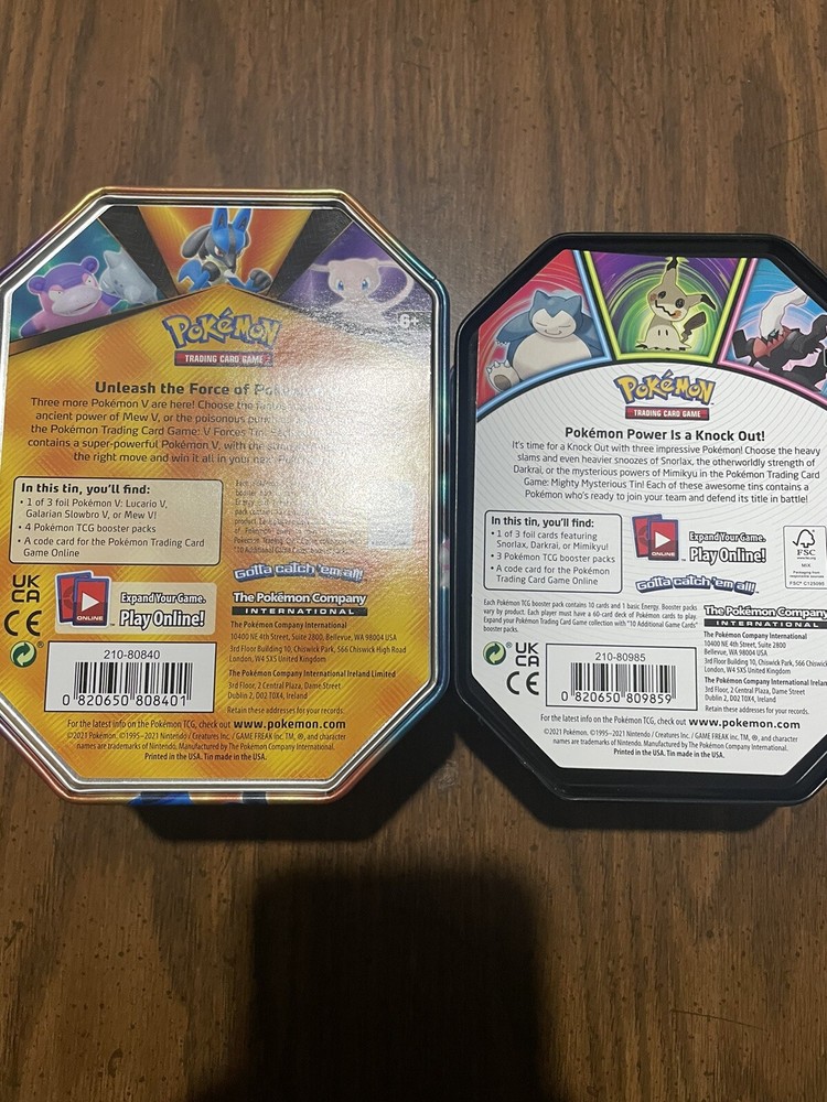 Pokemon Tin Empty Lot Lucario Vaporeon