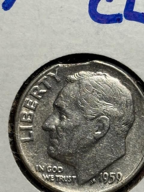 1955 & 1959 Roosevelt Dime - SILVER -CLIPPED - ERROR!