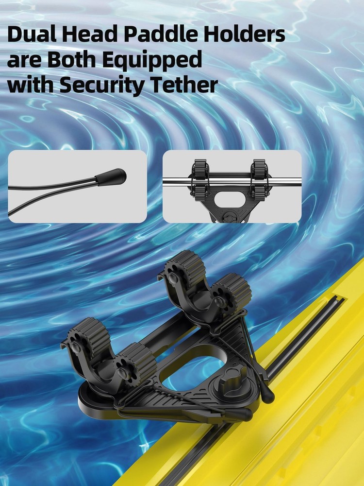 Dual Kayak Paddle Holder, Holder with Two Security Large, Black