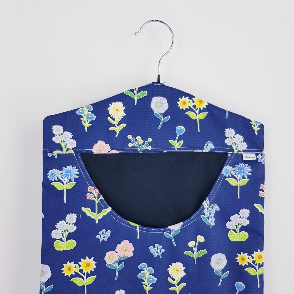Peg Bag Handmade Blue Floral Print Lined Laundry Clothes Peg Holder