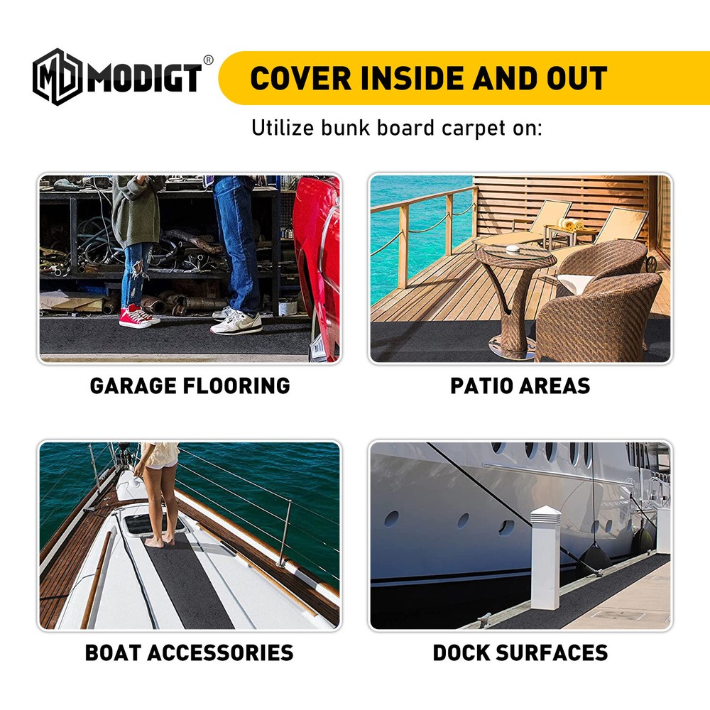 12" X 13' Replace Boat Trailer Carpet With Wide BUNK SLIDE Plastic Board Rail