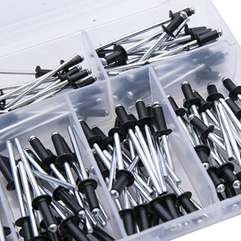 385pcs Metal Rivets Set Large Flanges Rivets Assortment with Storage Box
