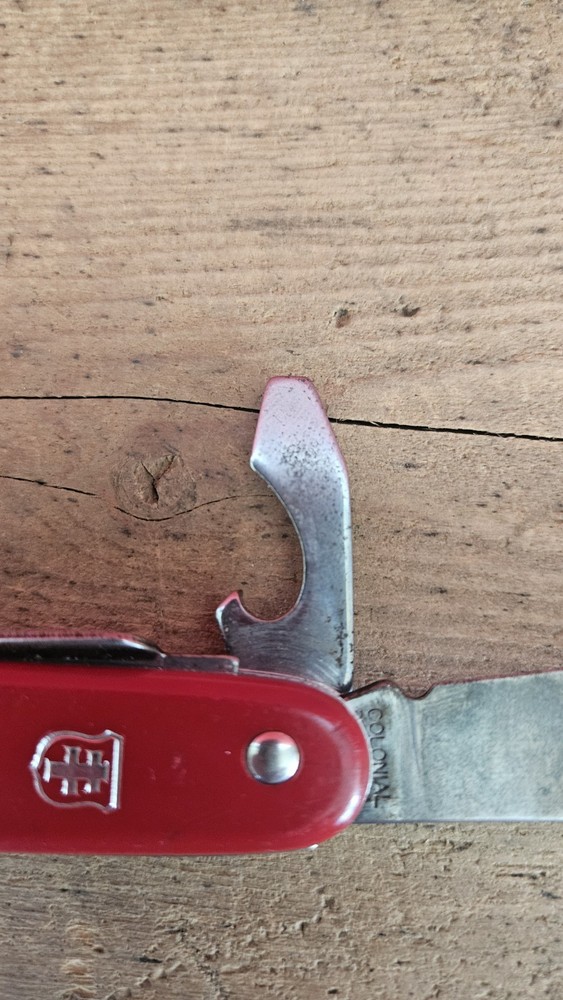 Colonial Multi Tool 1 Blade Red Handle Folding Pocket Knife Prov. USA