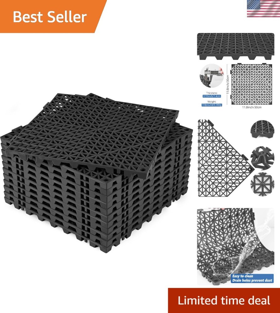 Interlocking Rubber Floor Mats Non Slip Drainage Deck Shower Pool Sauna Indoo...