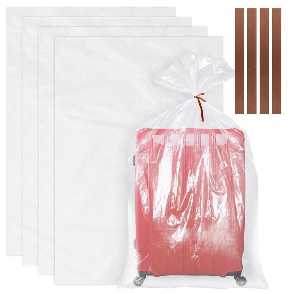 4 Pack Large Clear Plastic Bags, 40" x 60" Moistureproof Large,