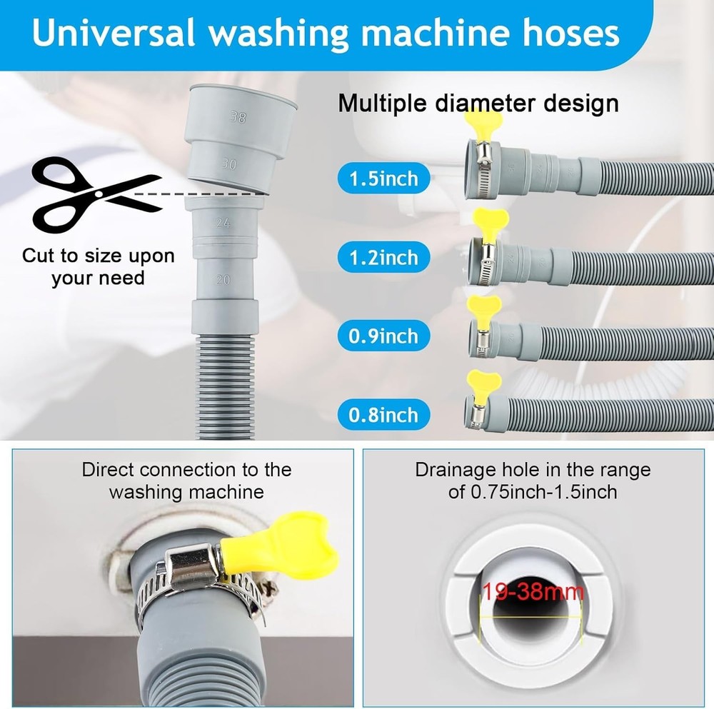 Washing Machine Drain Hose, Universal Dishwasher Hose White