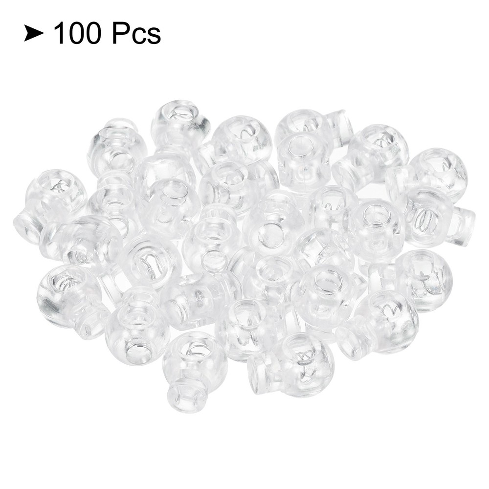 Cord Locks, 100 Pack Ball Spring Toggle Stopper, Translucent