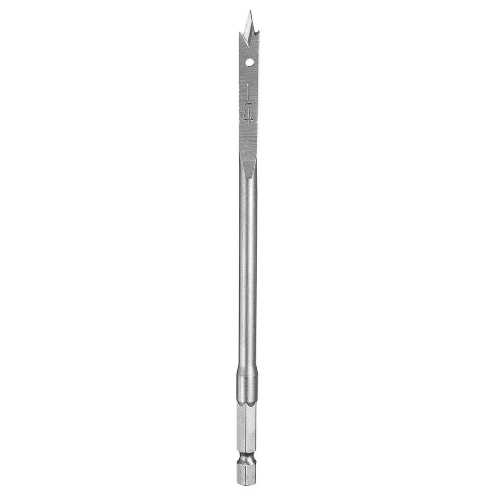 Spade Drill Bit 1/4" Paddle Flat Bits Wood Hole Cutter Silver Tone