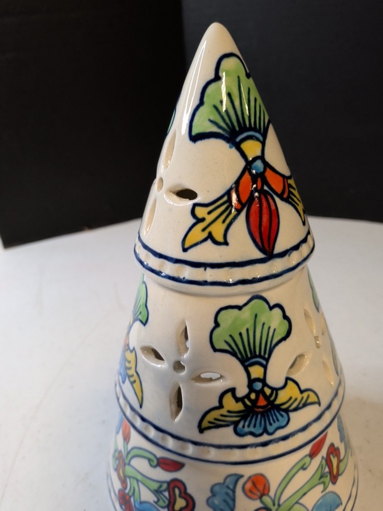 Hand Painted From India 9" Christmas Tree Tea Light