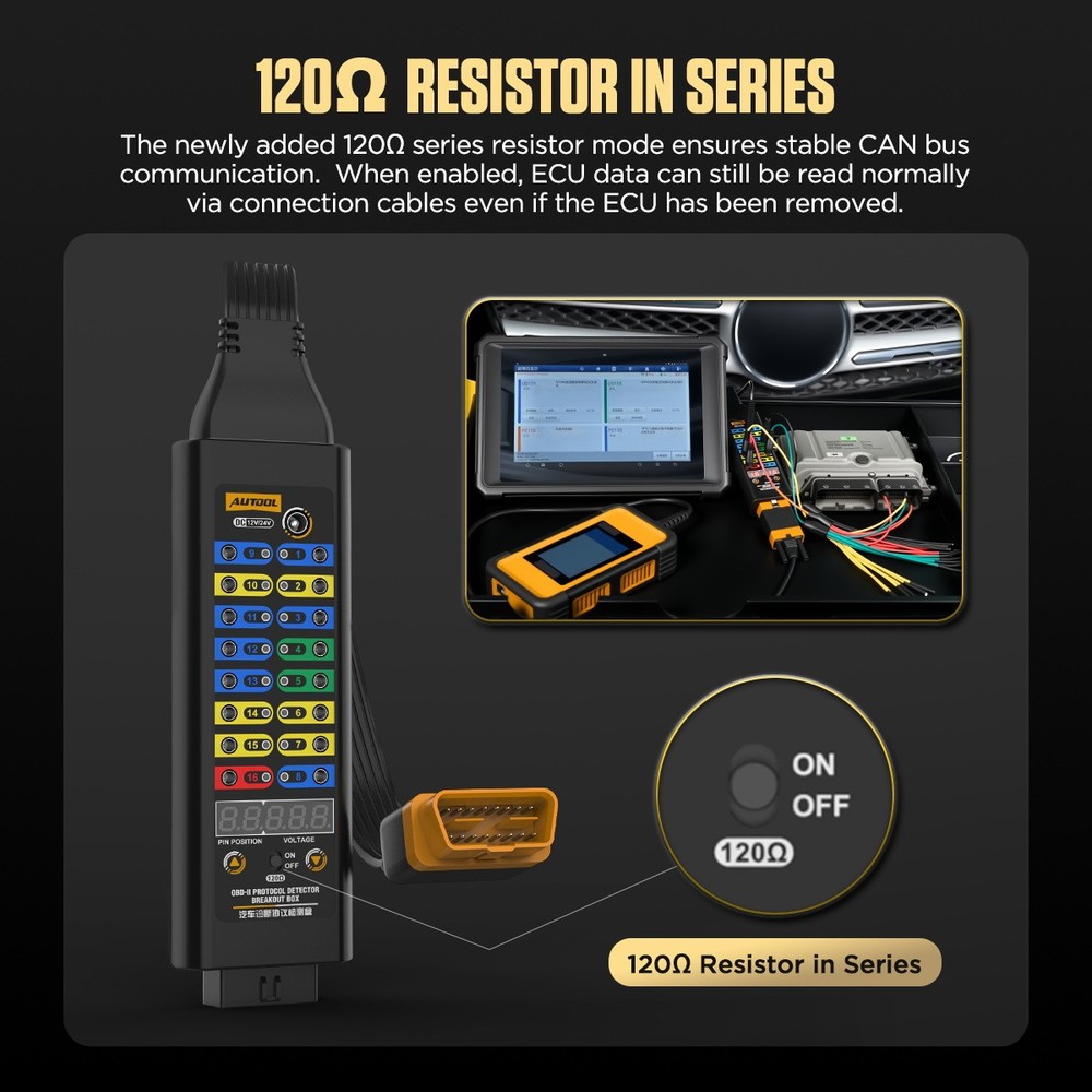 OBD2 Breakout Box OBDII Protocol Detector CAN Test Break Out Box Resistor Mode