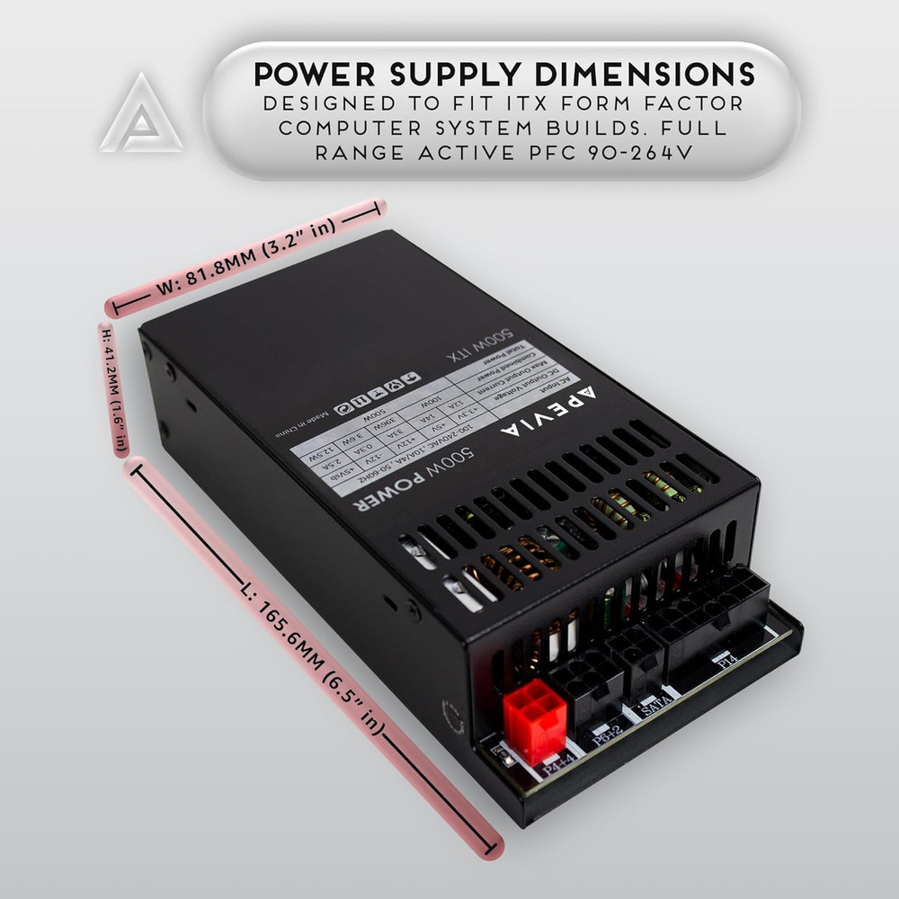 500W Fully Modular Mini ITX/Flex ATX Power Supply - Efficient Compact Design