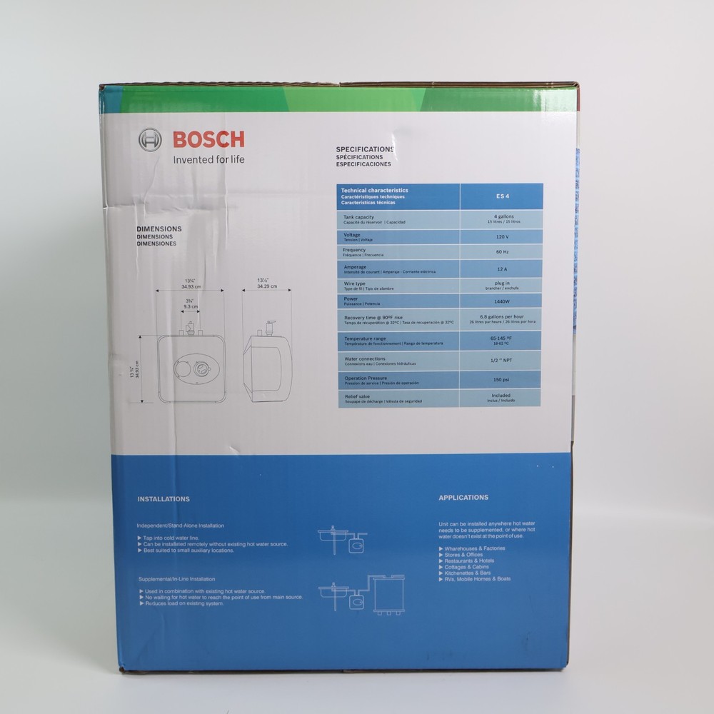 BOSCH Electric Mini-Tank Water Heater Tronic 3000 T 4-Gallon (ES4) SEALED