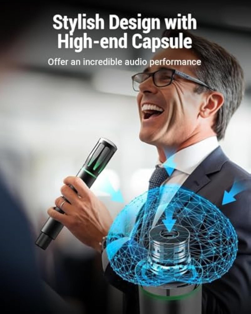 Professional Wireless Microphones, Rechargeable UHF Dynamic Microphone