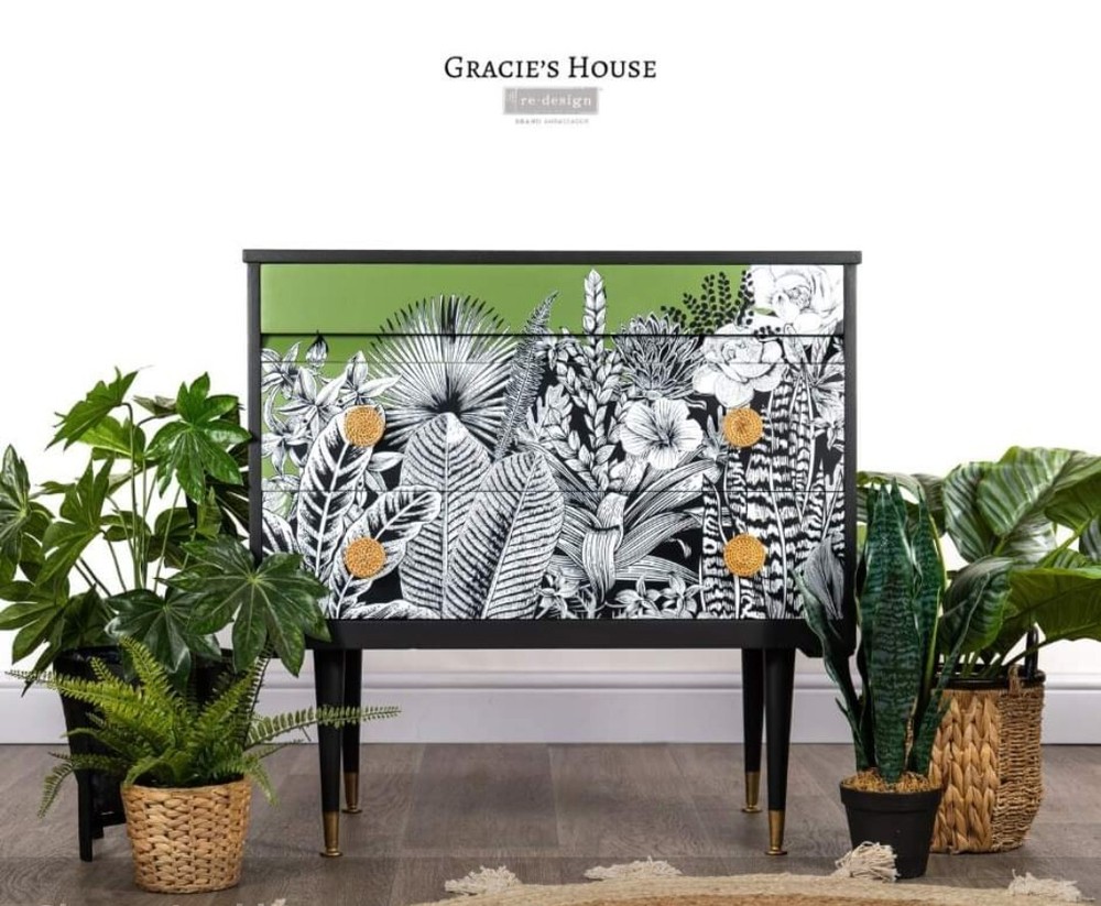 New! Redesign With Prima "Abstract Jungle" Decor Transfer, Rub On Image Transfer