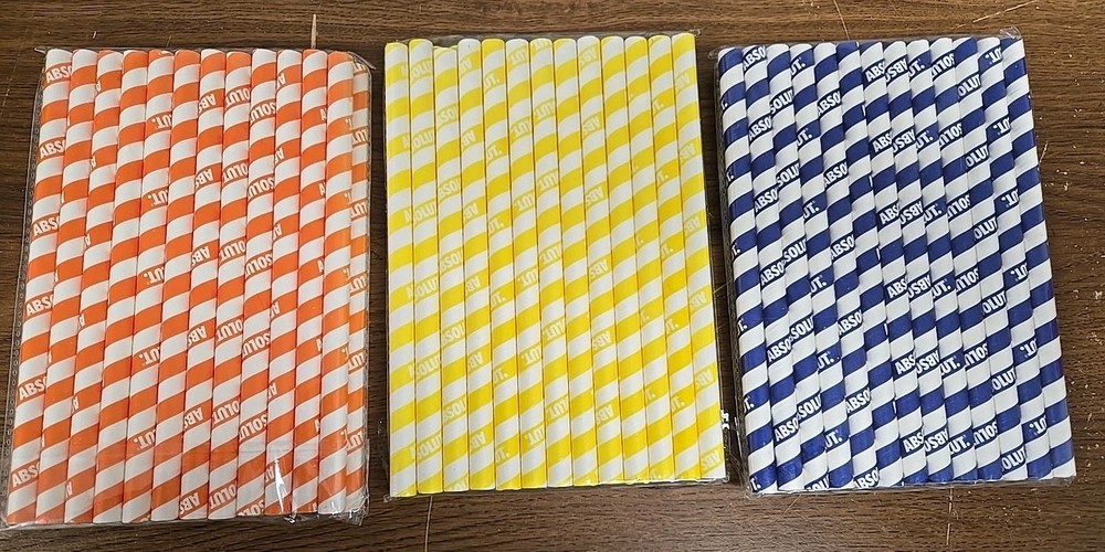 Absolut Vodka Branded Thick Paper Straws ~ 75