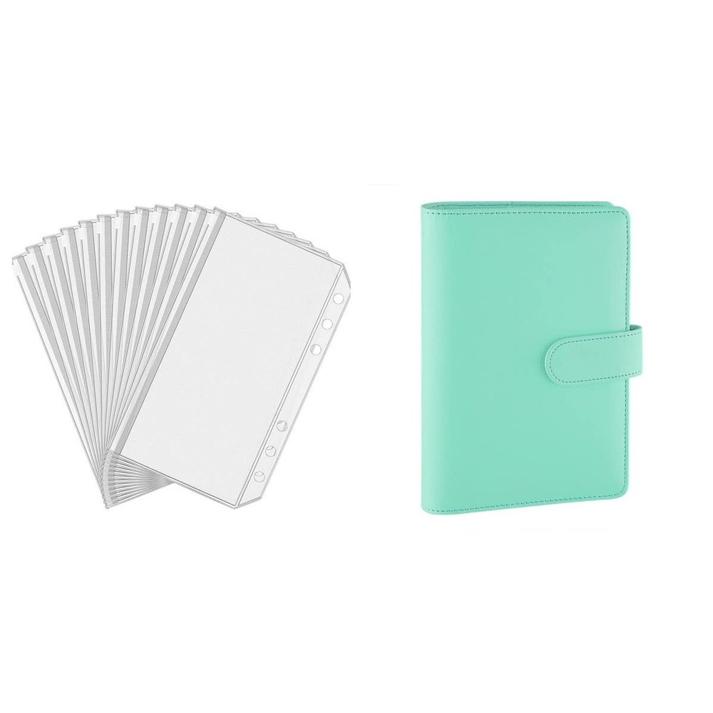 Antner 12 Pieces A6 Binder Pockets Bundle | A6 PU Leather Notebook Binder (Li...