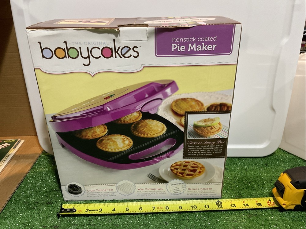 NIB The Original BabyCakes Pie Maker (Nonstick) Include Cut Tool, Rack, Recipes