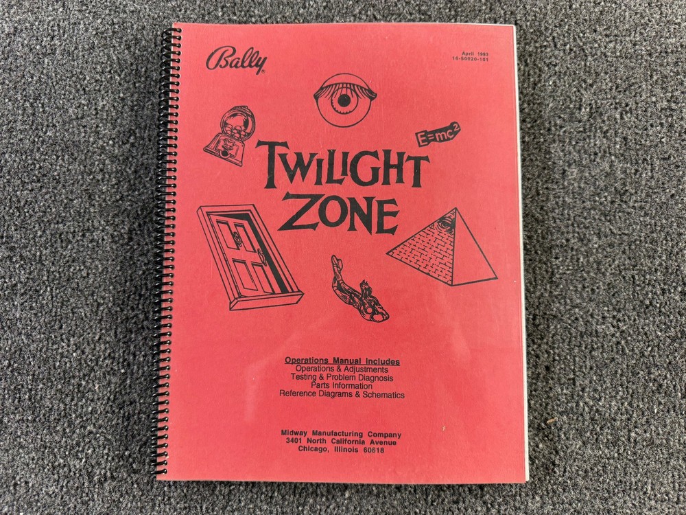 Bally Twilight Zone Pinball Machine Game Manual Schematics