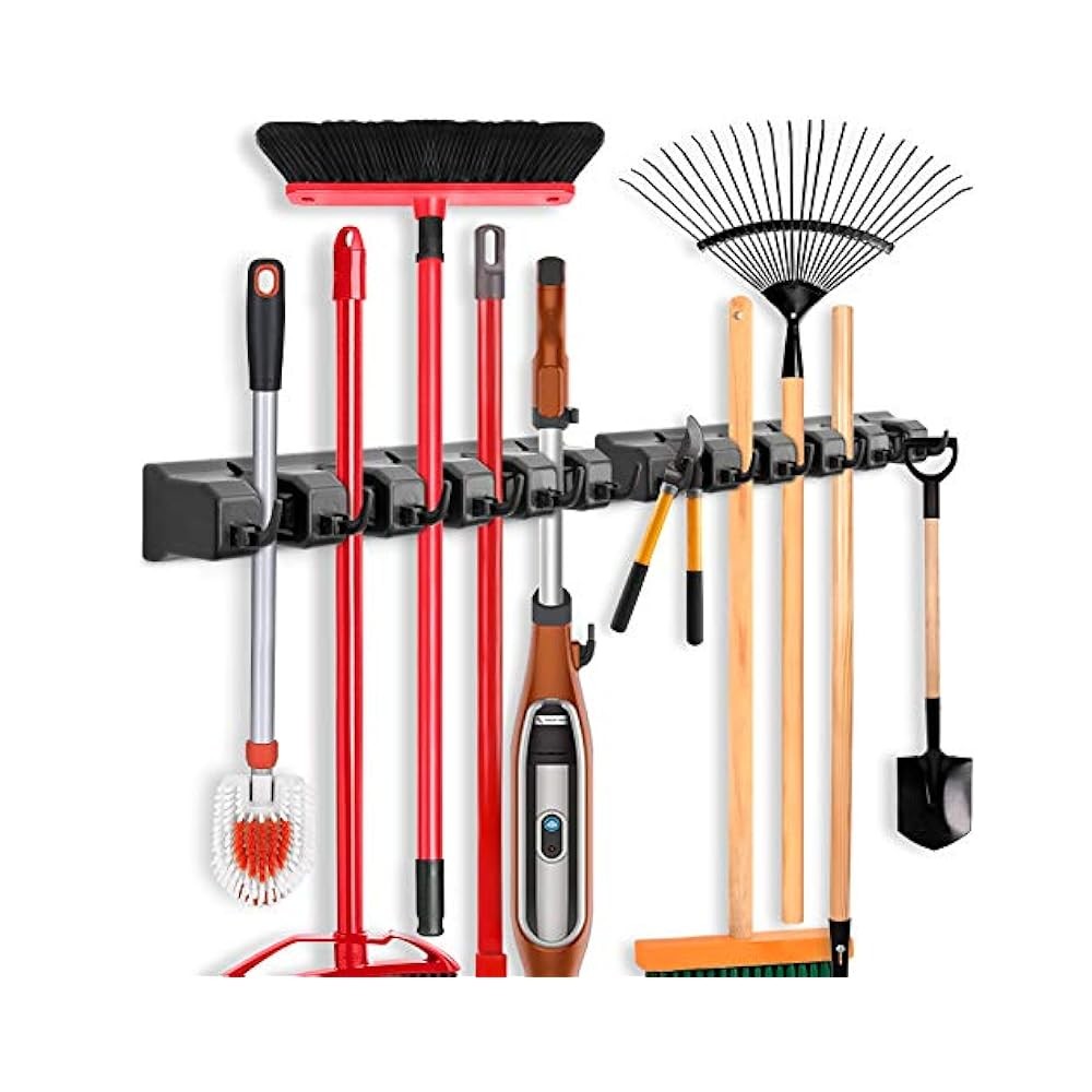 Sturdy Tool Storage Rack: 5 Ball Slots, 6 Hooks, Spring Clips, Organize