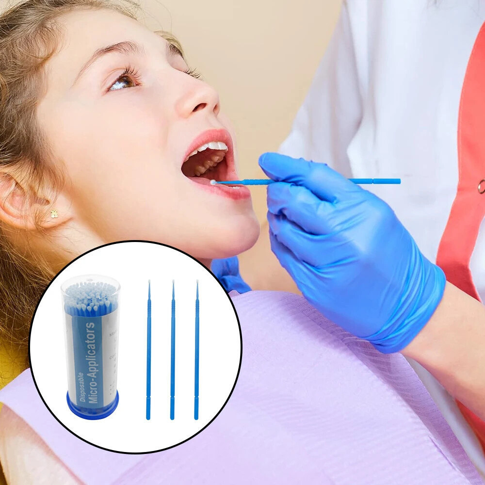 100pcs Dental Micro Applicator Brush Tips Disposable Bendable Sticks Cleaning