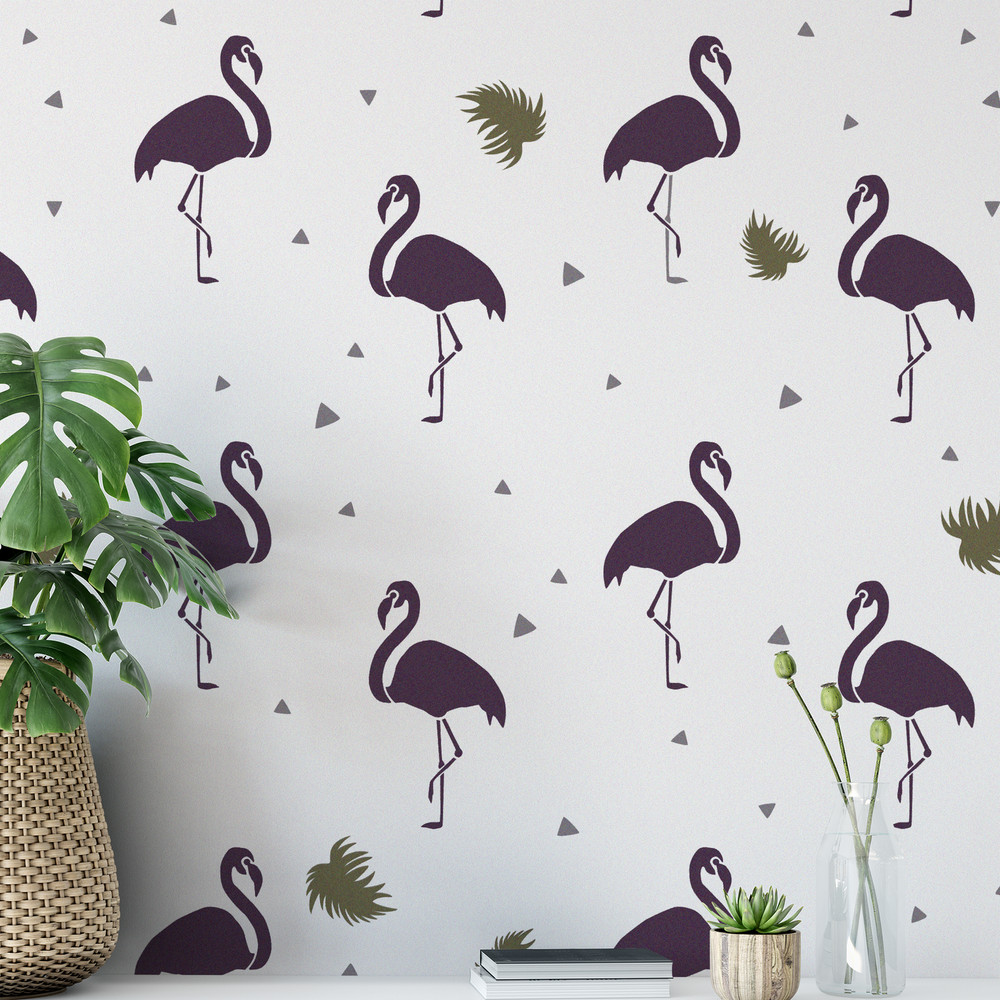 Flamingo Pattern Wall Stencil - Durable & Reusable Mylar Stencils