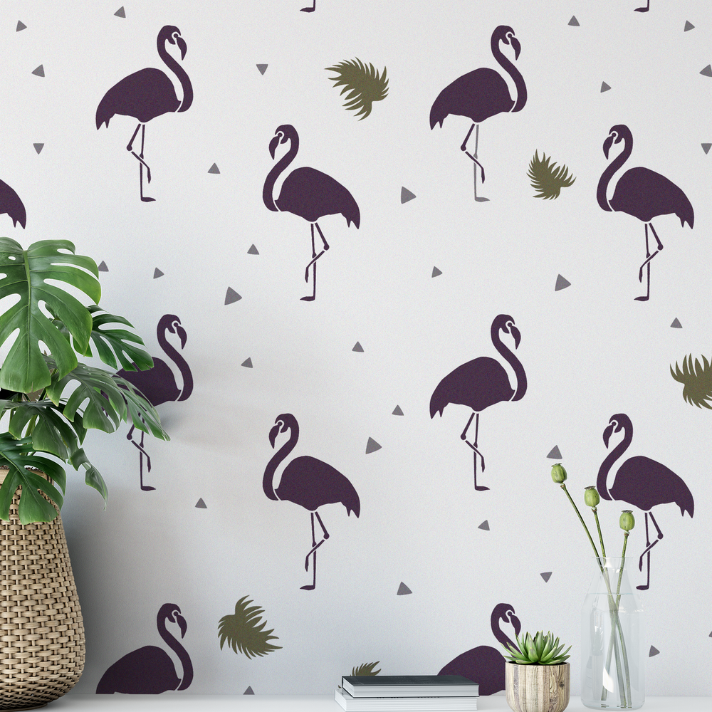 Flamingo Pattern Wall Stencil - Durable & Reusable Mylar Stencils