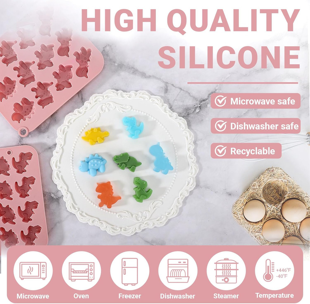 Chocolate Molds Silicone, 2pcs Mini Cute Dinosaurs Candy Ice Cube Making Silicon