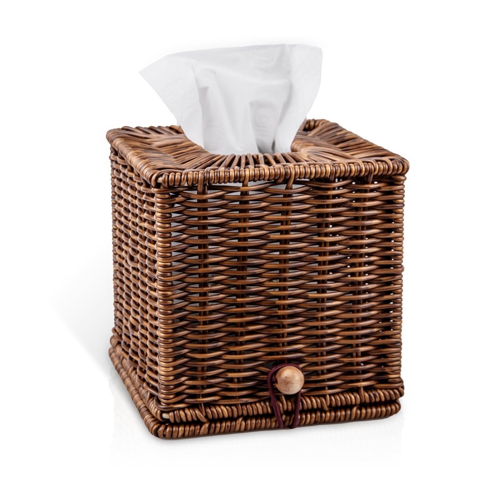 Rattan Tissue Box Cover Square Natural Woven Decorative Rectangle Tissue Box ...