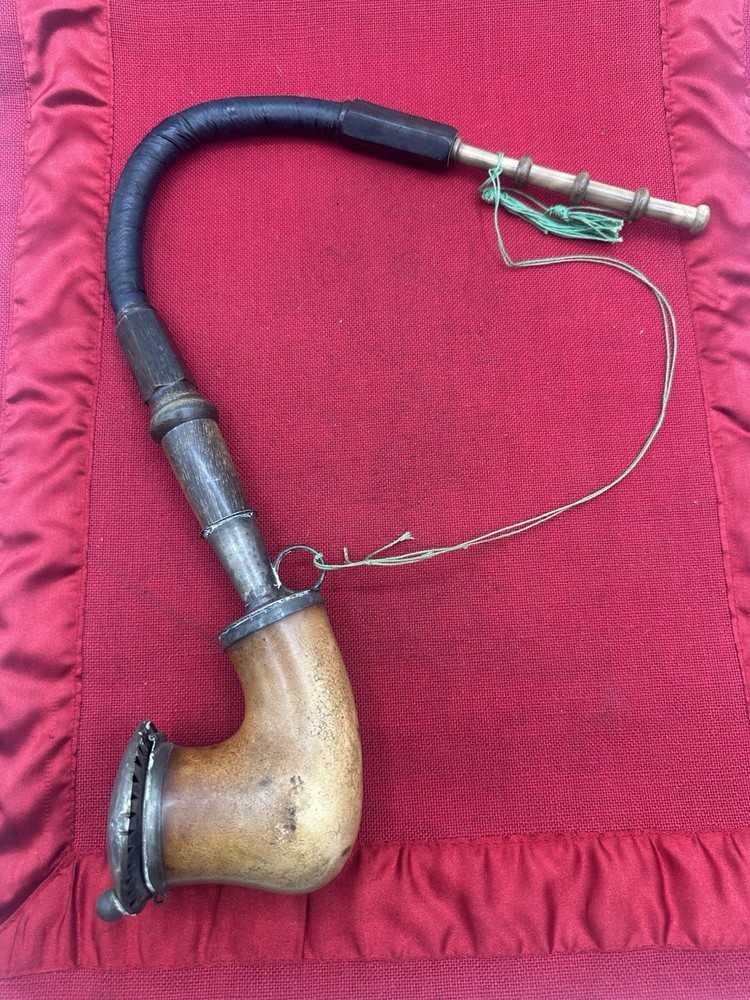 Antique Large Meerschaum Long-Stem Smoking Pipe