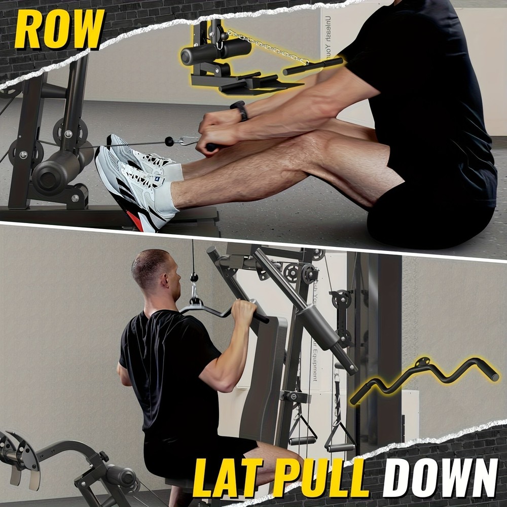 Home Gym Station 150LBS Weight Stack Multi-Function Workout Machine Body Buildin