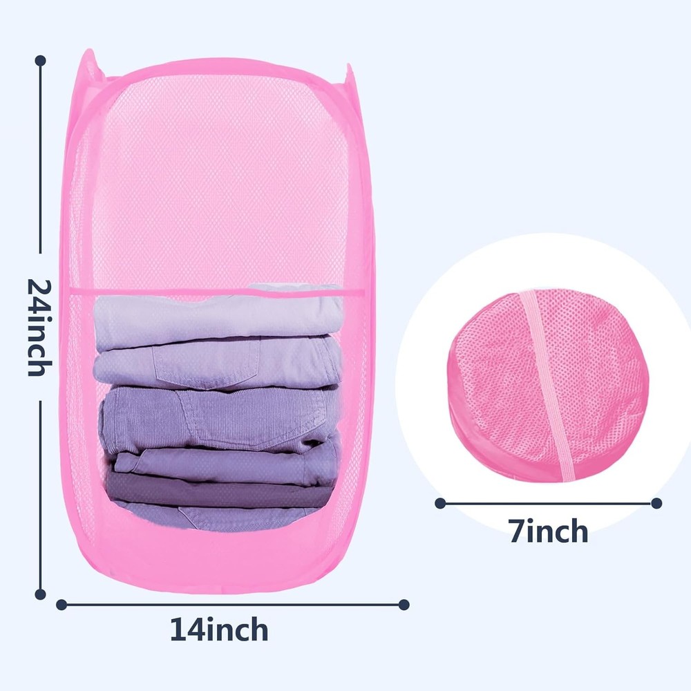 Pop Up Laundry Hamper, Mesh Laundry Basket Collapsible, Foldable Hamper for Trav