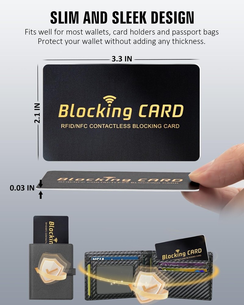 RFID Blocking Cards 4 Pack, Contactless NFC Debit Credit Card Passport Protector