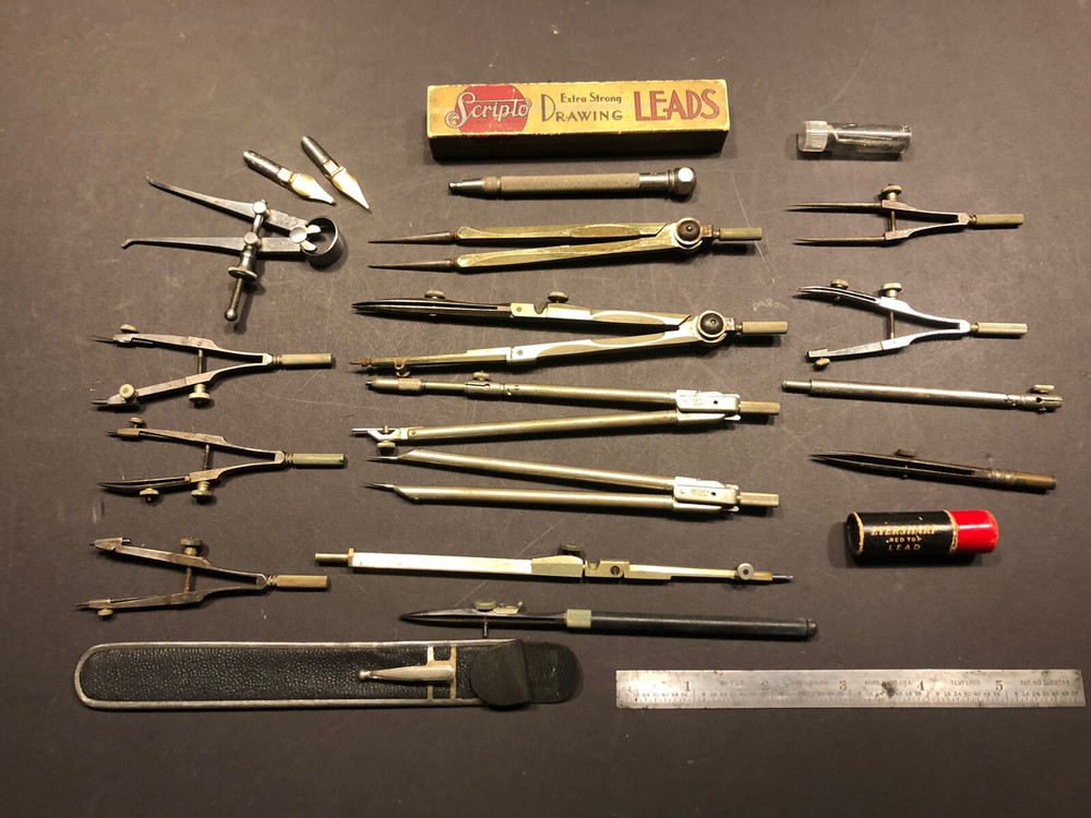 Lot of vintage drafting tools
