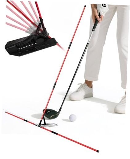 Golf Alignment Sticks - Foldable Golf Training Aid Golf Swing Training Aid Red