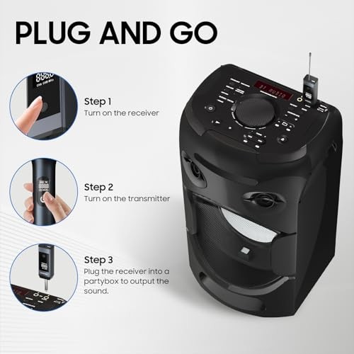 Wireless Microphone, UHF Dual Wireless Metal Dynamic Microphone System with