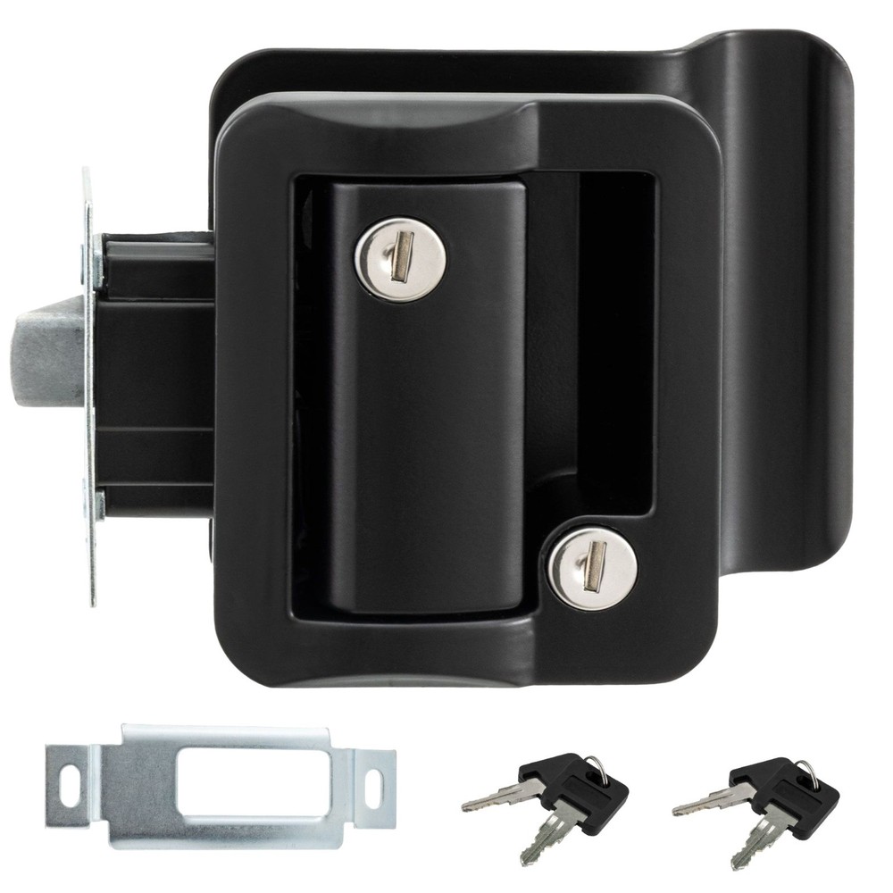 Black RV Paddle Entry Door Lock Latch Handle  Deadbolt NEW Camper Cargo Trailer