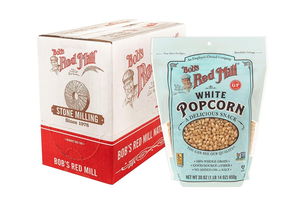 Bob's Red Mill Resealable Whole Grain Snack, Kernel White Popcorn, 30oz (2 Pack)